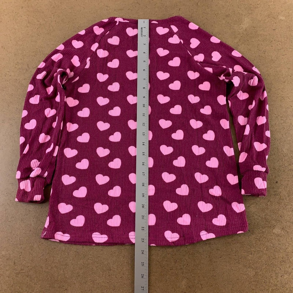 Fashion Nova Womens Pajama Set Maroon Pink Hearts Scoop Neck Long Sleeve L New - Picture 2 of 12